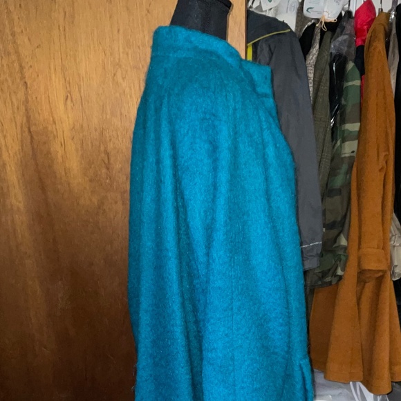 Vintage Green Blue Mohair Duster Coat - Picture 4 of 9